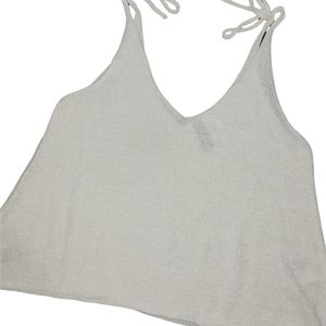 H&M Divided Knit Sweater Spaghetti Strap Tie Shoulder Crop Top sz S